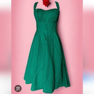 Timeless London Valerie Green Eyelet Midi Dress